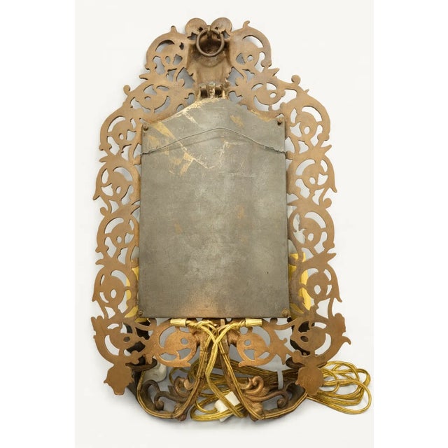 Metal Pair of Antique Victorian Bacchus Mirrors — Ornate Brass Wall & Dresser Set — B&h / p.e. Guerin Style For Sale - Image 7 of 14
