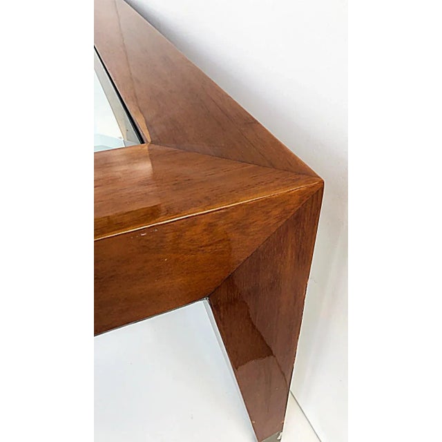 Late 20th Century Vintage Enrique Garcel Mahogany Coffee Table With Inset Beveled Glass Top For Sale In Miami - Image 6 of 12