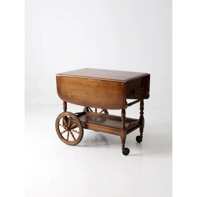 Mid Century Colonial Tea or Bar Cart For Sale - Image 4 of 12