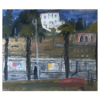 Alexandre Rochat, Banc au bord de l'eau, Oil on Canvas For Sale