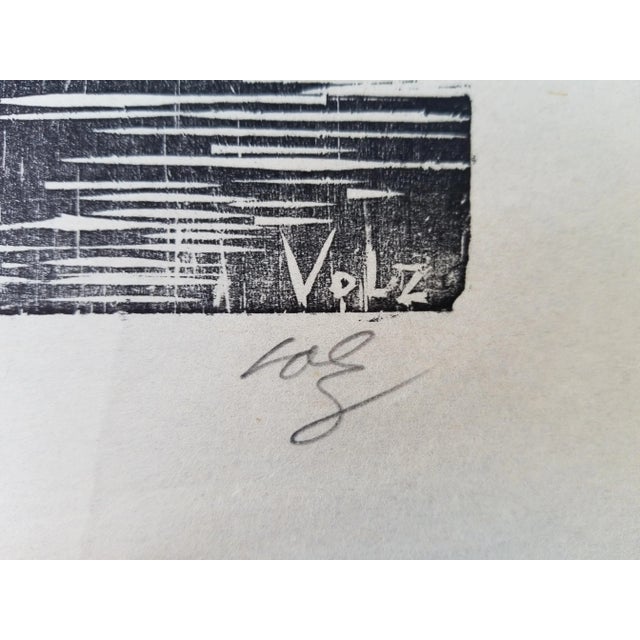 Black Figurative Woodblock by Herman Roderick Volz For Sale - Image 8 of 10