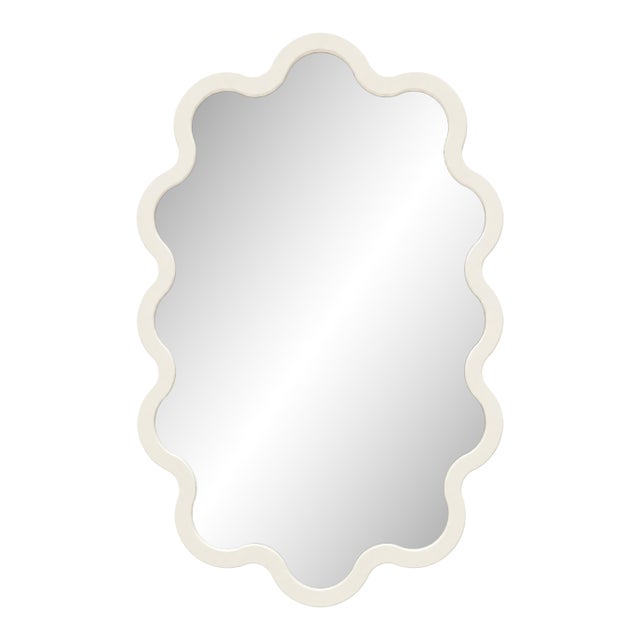 Large Statement Oval Wavy Mirror – Beige Hvyli Oval 90 Mirror For Sale