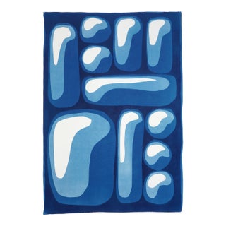 Pieces of a Set, Handmade Monotype Cyanotype in Blue Tones, Abstract Geometric Print on Watercolor Paper by Kind of Cyan For Sale