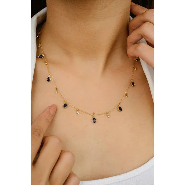 Art Deco Art Deco Style Sapphire Station Necklace For Sale - Image 3 of 7