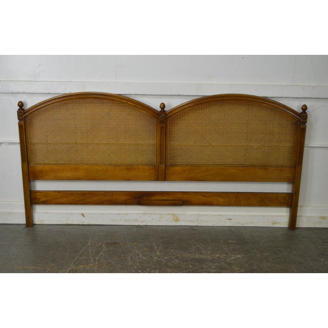 Henredon Vintage French Country Style King Size Walnut & Cane Back