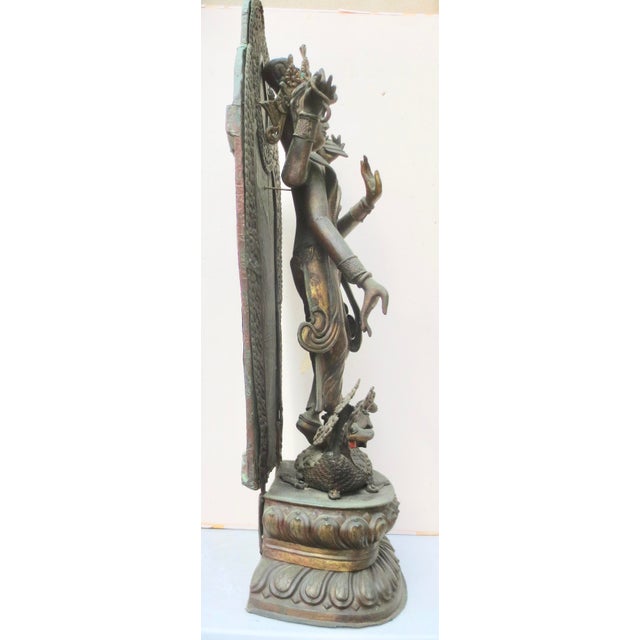 Copper Repousse Manjusri Late 19th Nepal For Sale - Image 15 of 16