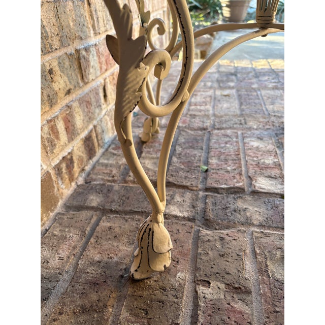 Vintage French Provincial Wrought Iron Round Plant Stand With Gallery Rim For Sale - Image 4 of 11