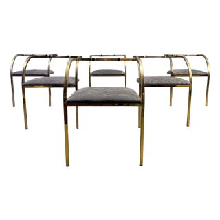 Brass and Acrylic Dining Chairs by Belgochrom, 1970s, Set of 6 For Sale