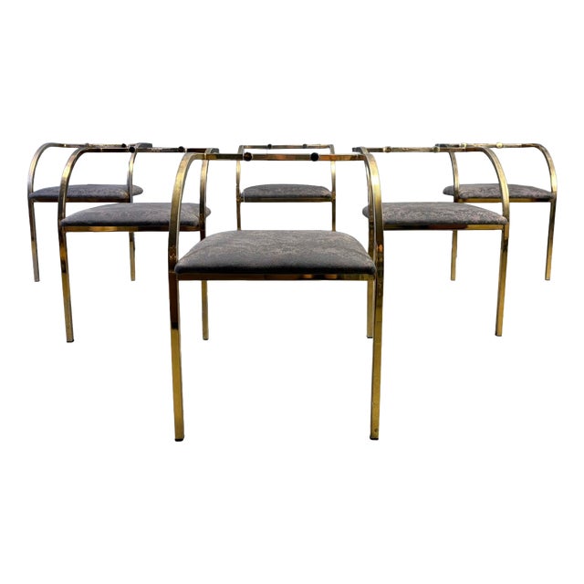 Brass and Acrylic Dining Chairs by Belgochrom, 1970s, Set of 6 For Sale