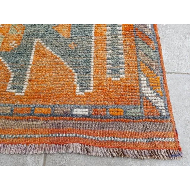 1960s Vintage Turkish Orange Runner Rug For Sale - Image 6 of 9