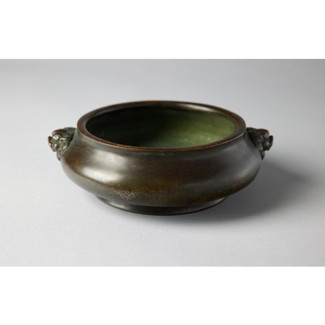 Chinese Chinese Bronze Censer With Lion-Mask Handles, Apocryphal Xuande Mark, 19th–20th Century For Sale - Image 3 of 11