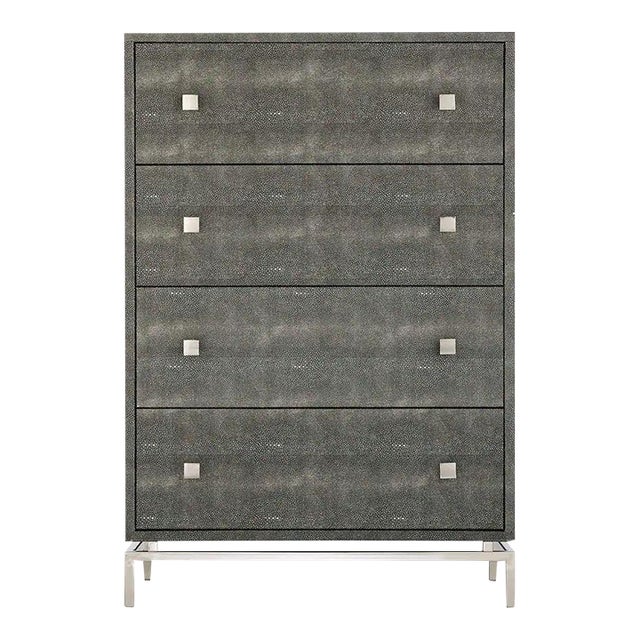 Cb2 Faux Shagreen Embossed Tall Chest For Sale