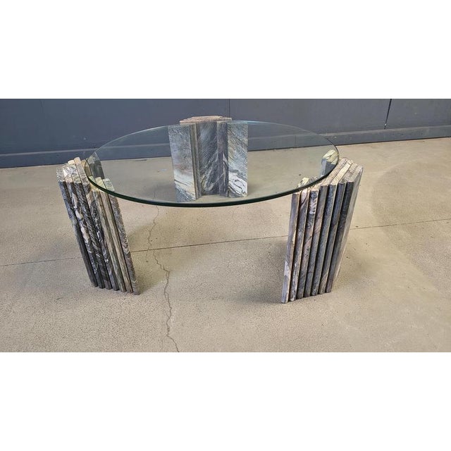 Vintage Italian Marble and Glass Coffee Table, 1970s For Sale - Image 6 of 11