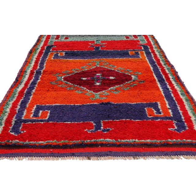 Vintage Orange Kurdish Rug Runner - 03'08 X 12'00 For Sale - Image 4 of 9
