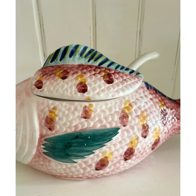 1990s Vintage Mid-Century Modern Made in Portugal Fish Soup Tureen With Ladle For Sale - Image 5 of 11