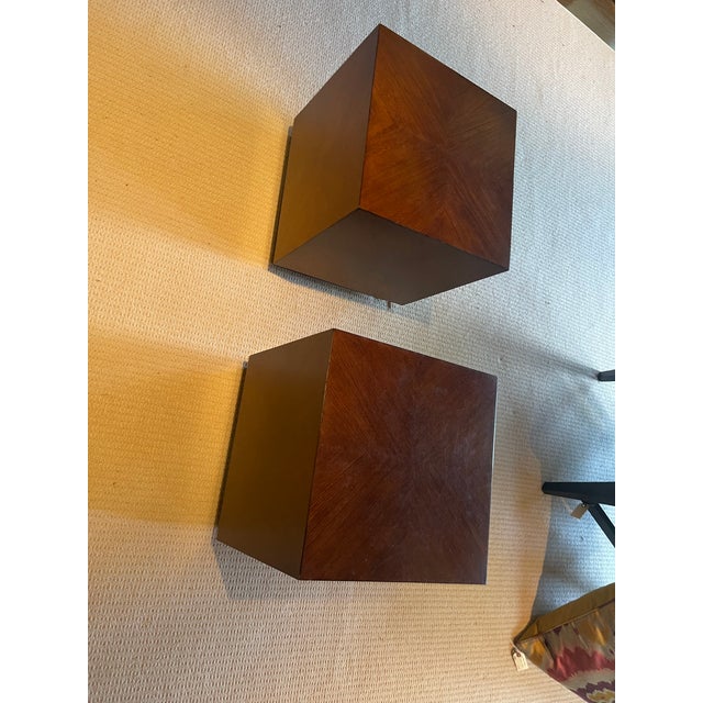 Vintage Mitchell Gold Style Cube Side Tables—A Pair For Sale - Image 9 of 12