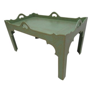 1990s Niermann Weeks Paint Decorated Parson Tray Top Serving Coffee Table For Sale