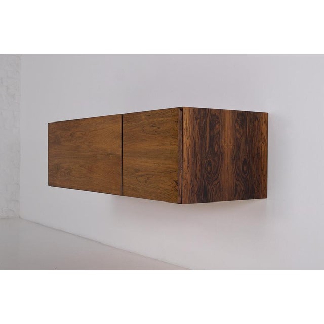 Mid-Century Modern Small Vintage Wall-Mounted Sideboard in Rosewood, 1960s For Sale - Image 3 of 12