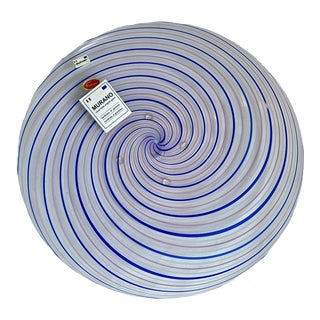 Late 20th Century Murano Filigrana Art Glass Decorative Plate For Sale