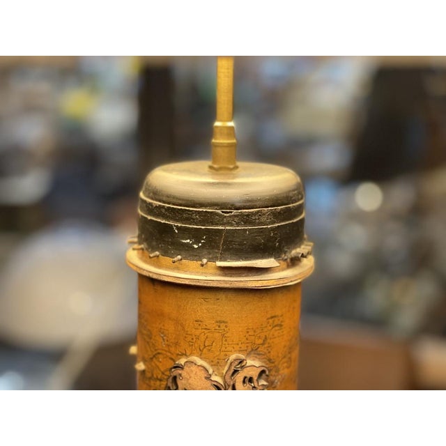 Arts and Crafts Living Room Lamp in Wallpaper Roll with Lampshade, France, 1900s For Sale - Image 12 of 16