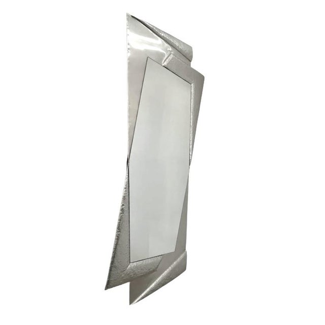Mid-century modern Italian Art Deco style wall mirror, made in Italy in the 1970s, featuring a tall full-length form with...