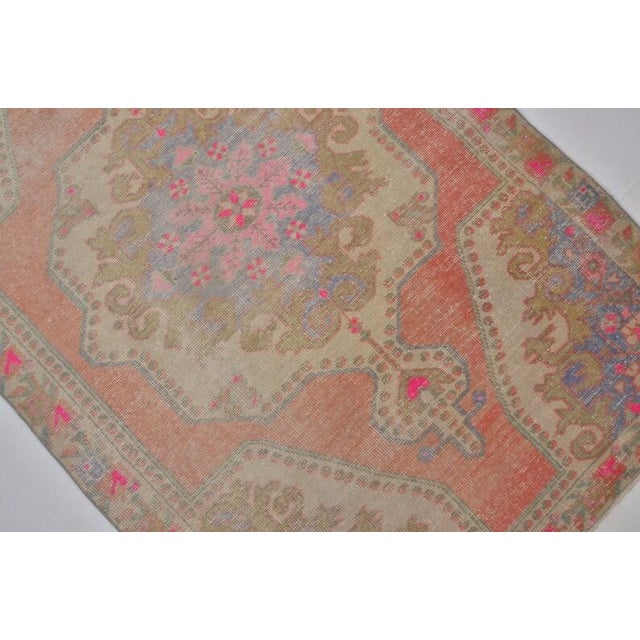Apricot Colour Oushak Vintage Rug For Sale - Image 9 of 10