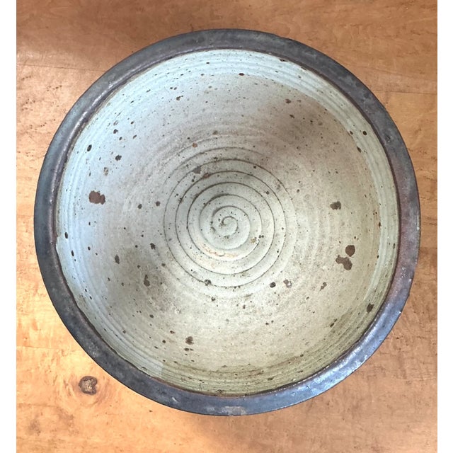 Vintage Monumental Rustic Brown Ceramic Bowl For Sale - Image 10 of 12