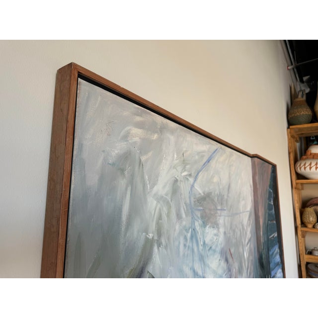 Blue 1989 Large - Vintage Impressionism Abstract Oil Painting, Signed For Sale - Image 8 of 12