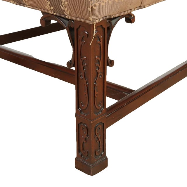 Wood Late 20th Century Southwood Carved Mahogany Chinese Chippendale Open Arm Chair For Sale - Image 7 of 9