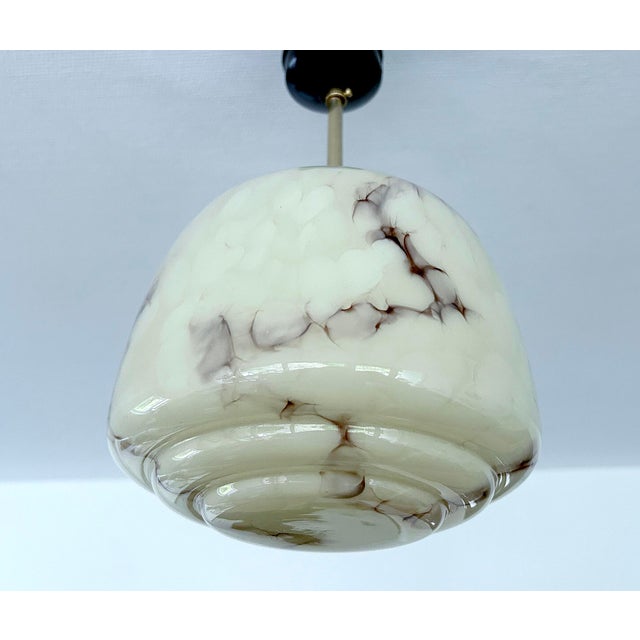 Art Deco Pendant Light in Marble Glass, 1930s For Sale - Image 6 of 18
