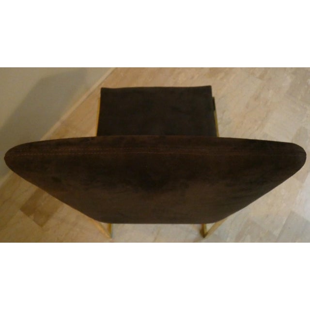 Brown Suede and Gilded Steel Chairs, Italy, 1970s, Set of 6 For Sale - Image 8 of 18