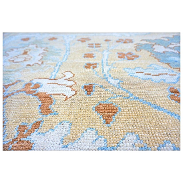 21st Century Turkish Donegal Master Wool & Hemp 12X14 Tan, Ivory, Blue & Rust Handmade Area Rug #1140669 For Sale In Houston - Image 6 of 8