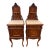 Pair of Antique French Marble-Top Bedside Cabinets / Nightstands With Carved Crests, Circa 1900 For Sale