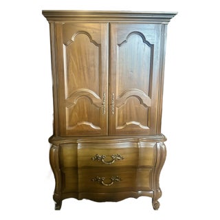 Vintage French Provincial Solid Wood Armoire For Sale