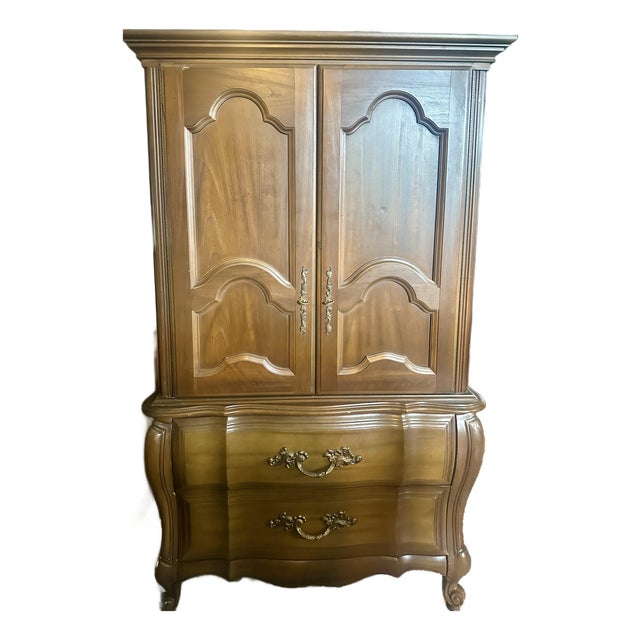 Vintage French Provincial Solid Wood Armoire For Sale