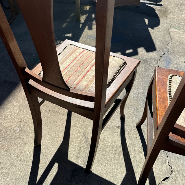Vintage Wooden Dining Chairs With Studded Cushions- Set of 6 For Sale - Image 10 of 10