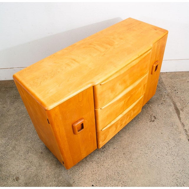 1960s Mid Century Modern Credenza Blonde Shelf Heywood Wakefield Drawer M192 Champagne For Sale - Image 9 of 12
