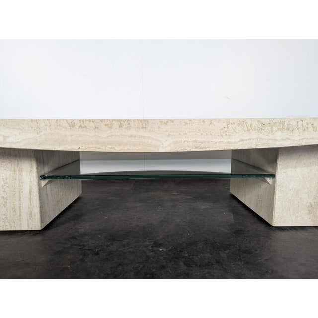 Large Travertine Coffee Table by Stone International For Sale - Image 3 of 7