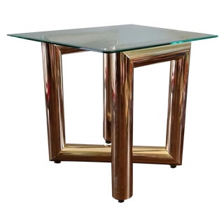 Karl Springer Tubular Brass and Glass Side Table For Sale