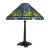 Late 20th Century Tiffany Style Leaded Stained Glass Daffodil Table Lamp With Bronzed Base For Sale