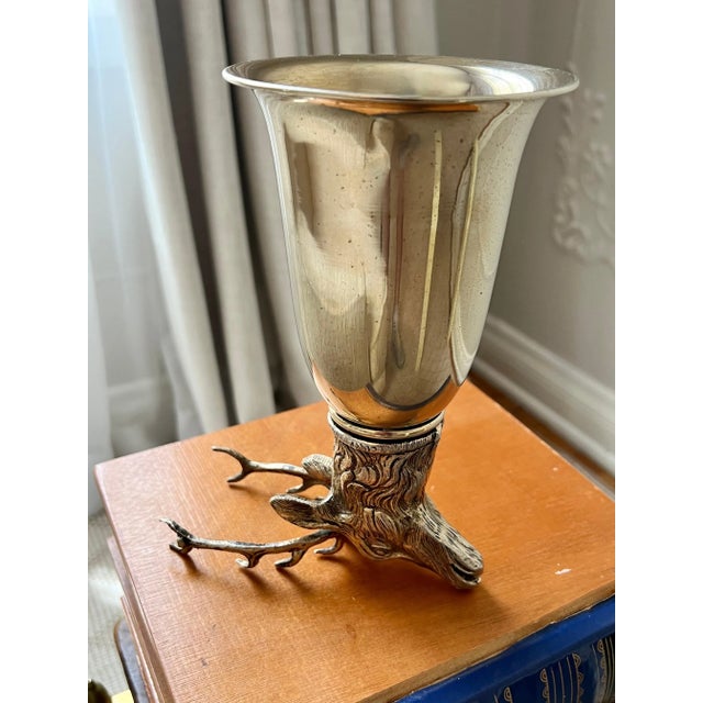 Metal Gucci Italy Silver Plate Stirrup Cup with Elk Head For Sale - Image 7 of 13