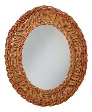Small Mid-Century Rattan Mirror, France, 1960s
