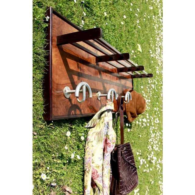 Brown Vintage Art Deco Wall Coat Hanger, Italy, 1930s For Sale - Image 8 of 15