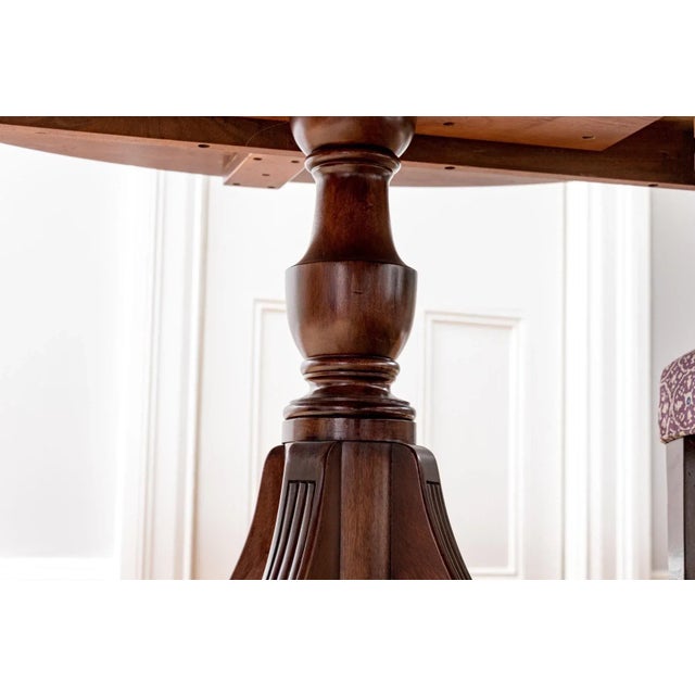 Antique Mahogany Extension Twin Oval Pedestal Dining Table For Sale - Image 11 of 13