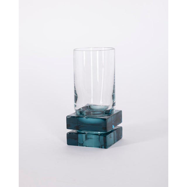 Vintage Italian Blue Crystal Glasses, 1970s, Set of 11 For Sale - Image 4 of 10