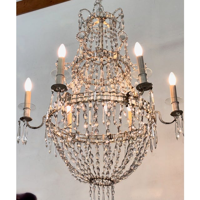 19th Century Early 19th Century French Crystal Cut Glass Candle Chandelier For Sale - Image 5 of 9