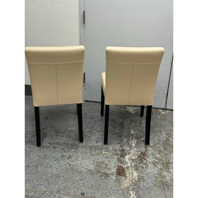 Crate & Barrel Lowe Ivory Leather Dining Chairs, Pair For Sale - Image 11 of 12