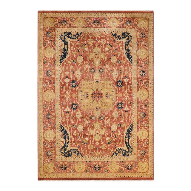 Vintage Moroccan Hand Knotted Wool Area Rug, Orange - 6'1" X 8'10" For Sale