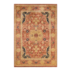 Vintage Moroccan Hand Knotted Wool Area Rug, Orange - 6'1" X 8'10"