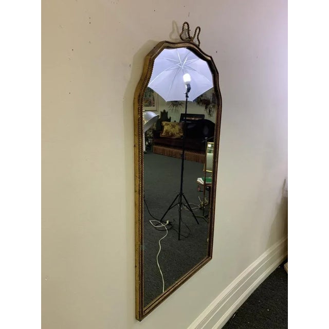 Brown Moderne Gilt Metal Italian Mirror With Rope Edge Design For Sale - Image 8 of 13